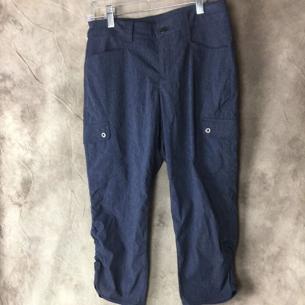 Eddie Bauer Blue Nylon Blend Microfiber Stretch Capri Cargo Pants Utility 4 - Picture 1 of 12